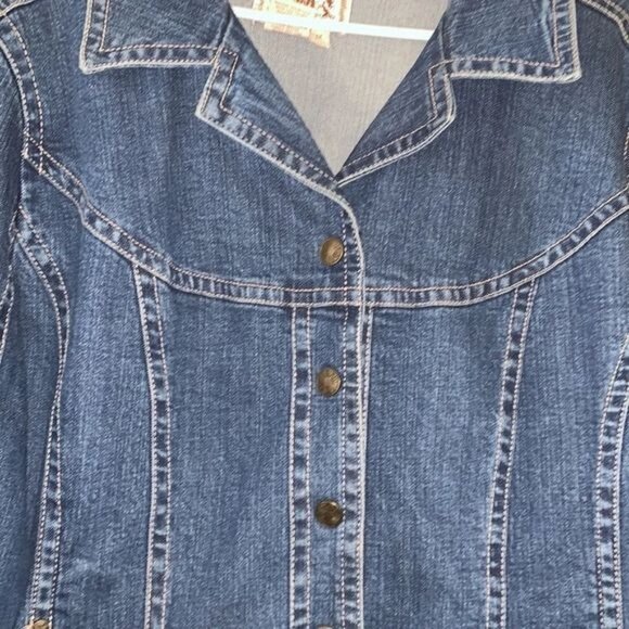 AMX Womens Plus Size 1X Denim Jacket Classic Button-Down Style - Picture 2 of 13